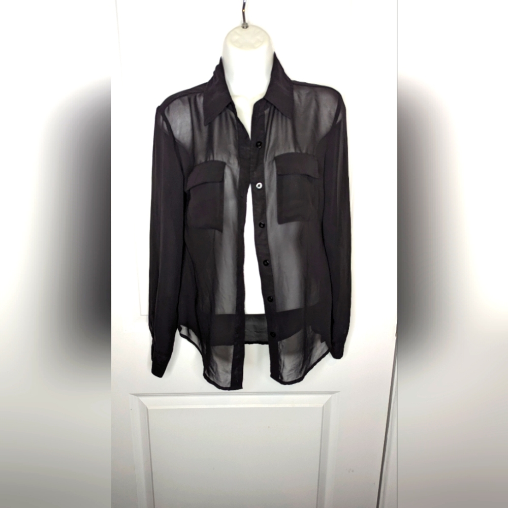 Sheer black button up shirt